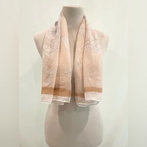 Elegant Floral Scarf in Cream and Tan